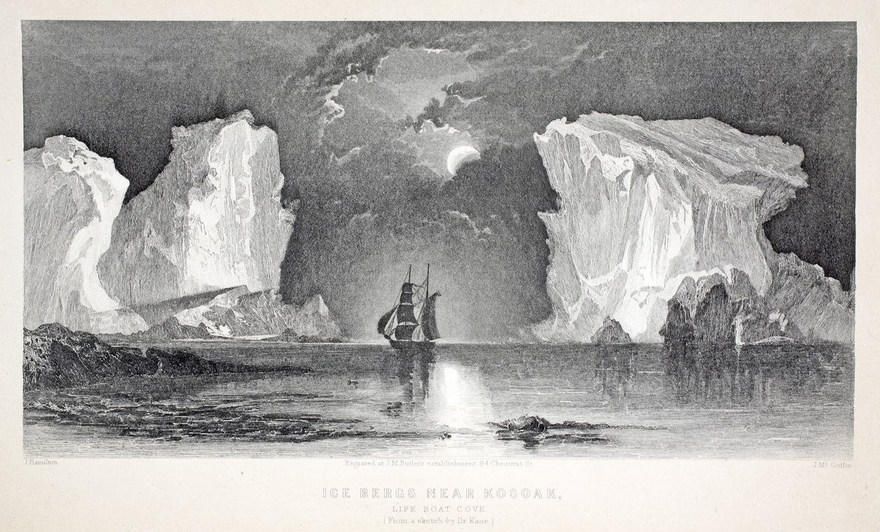 Eisberge in der Nähe von Kosoak, Life Boat Cove, Illustration aus 