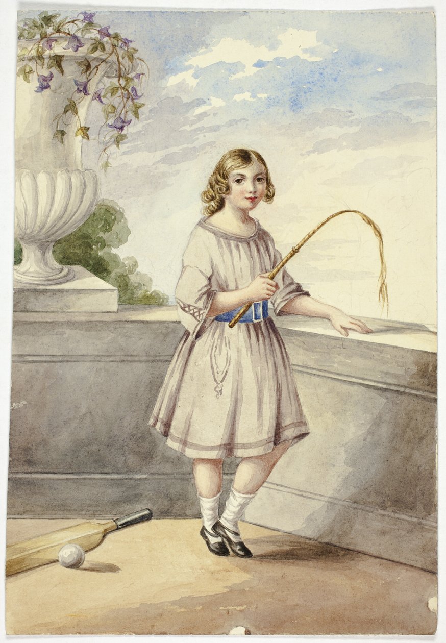 Junges Mädchen mit Ernte und Kricket-Schläger von Elizabeth Murray