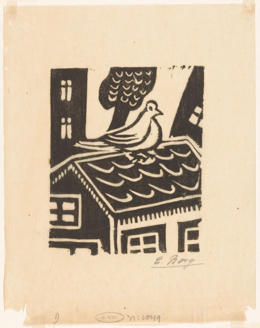 Taube auf dem Dach von Else Berg (signed by artist)