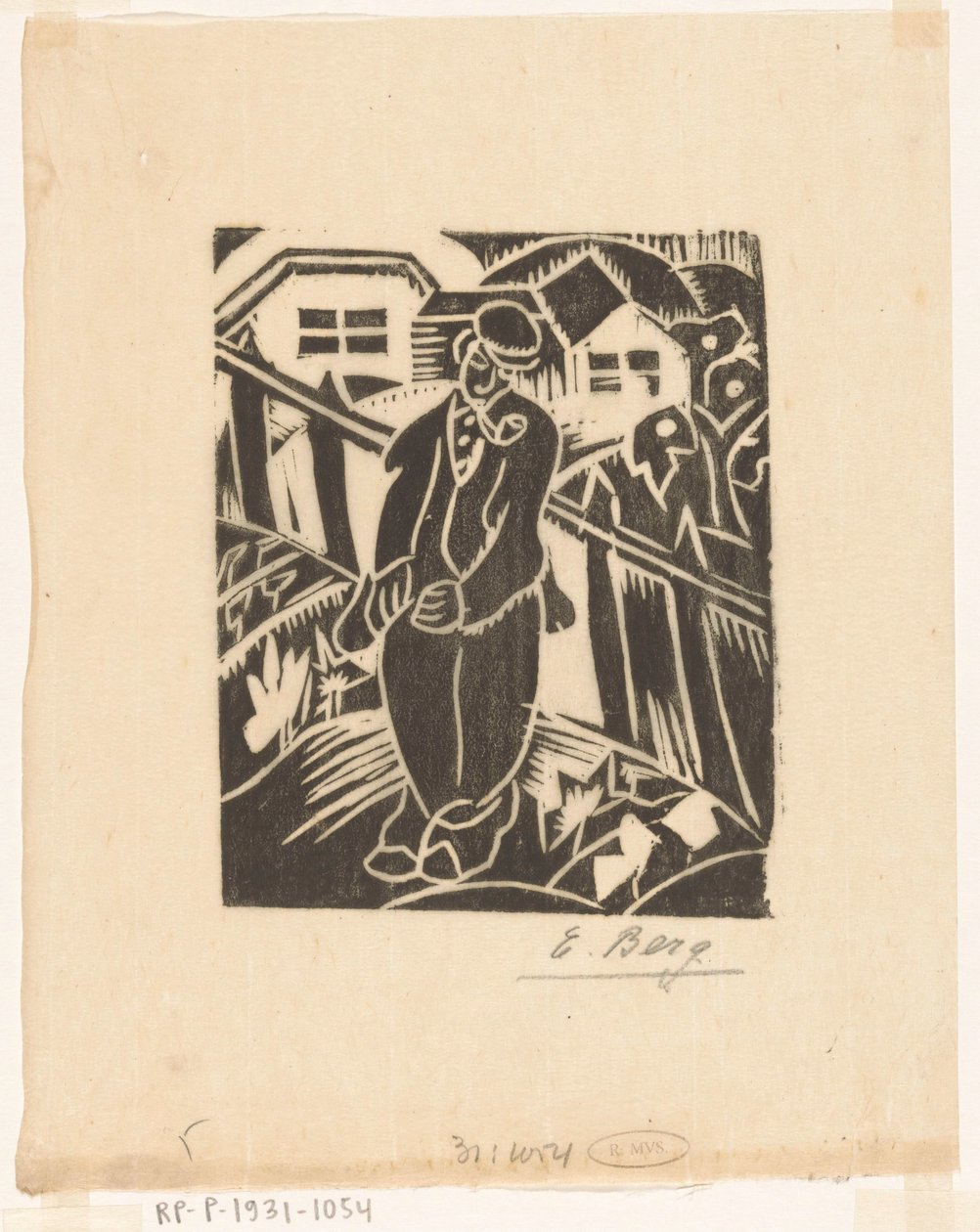 Mann im Gemüsegarten von Else Berg (signed by artist)