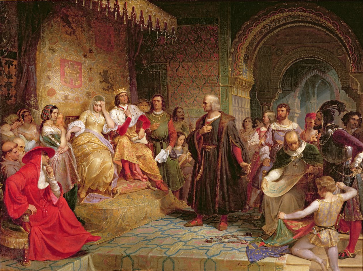 Kolumbus vor der Königin, 1843 von Emanuel Gottlieb Leutze