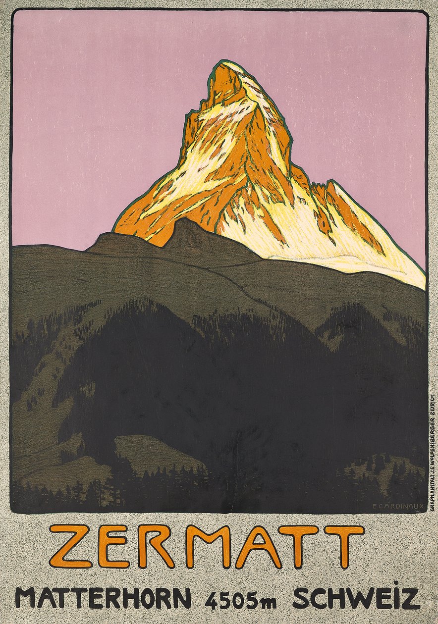 Plakat, das Zermatt, Schweiz bewirbt von Emil Cardinaux