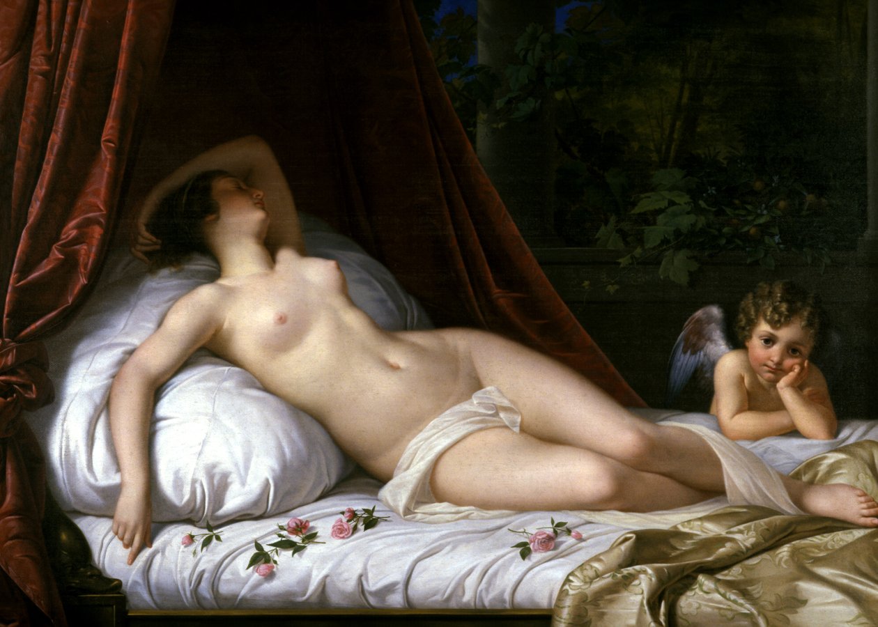 Liegende Venus mit Amor, 1839 von Emil Jacobs