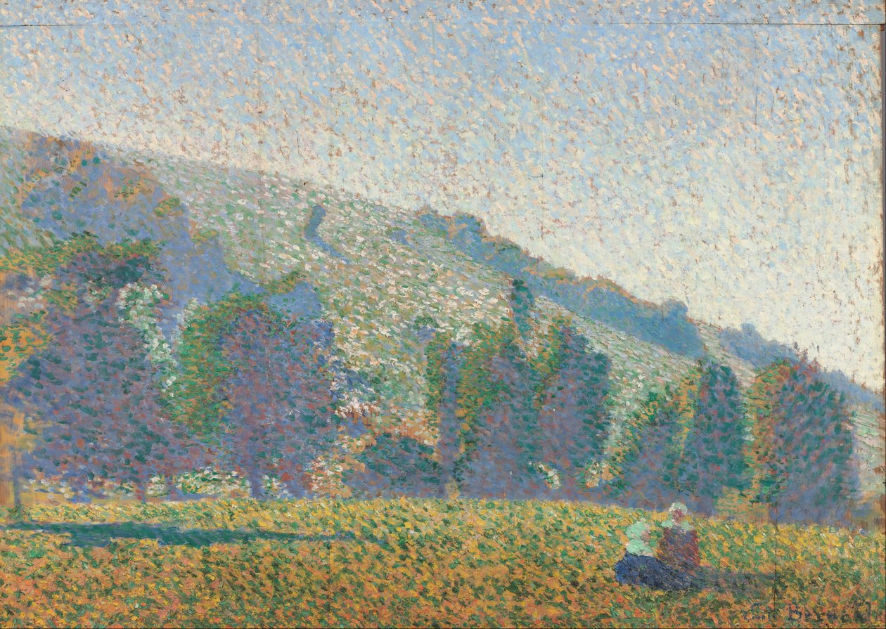 Zwei bretonische Frauen auf einer Wiese von Emile Bernard