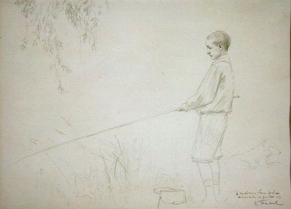 Junger Junge beim Angeln von Emile Friant