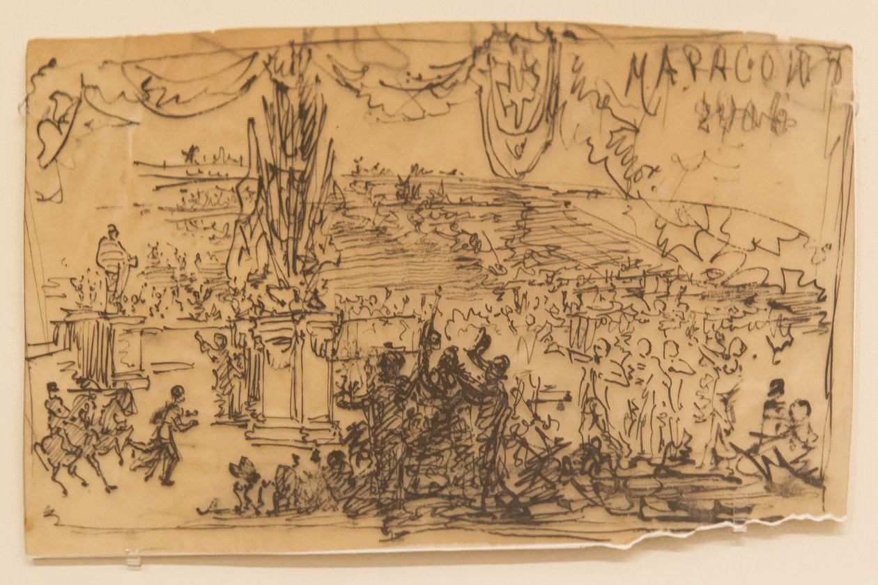 Marathon-Ziel Postkarte Gilliéron von Emile Gilliéron