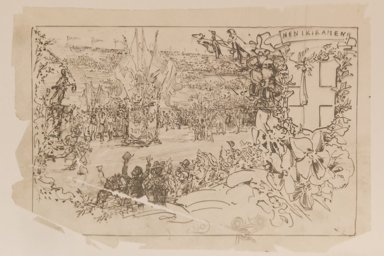 Marathon-Ziel Postkarte Gilliéron von Emile Gilliéron