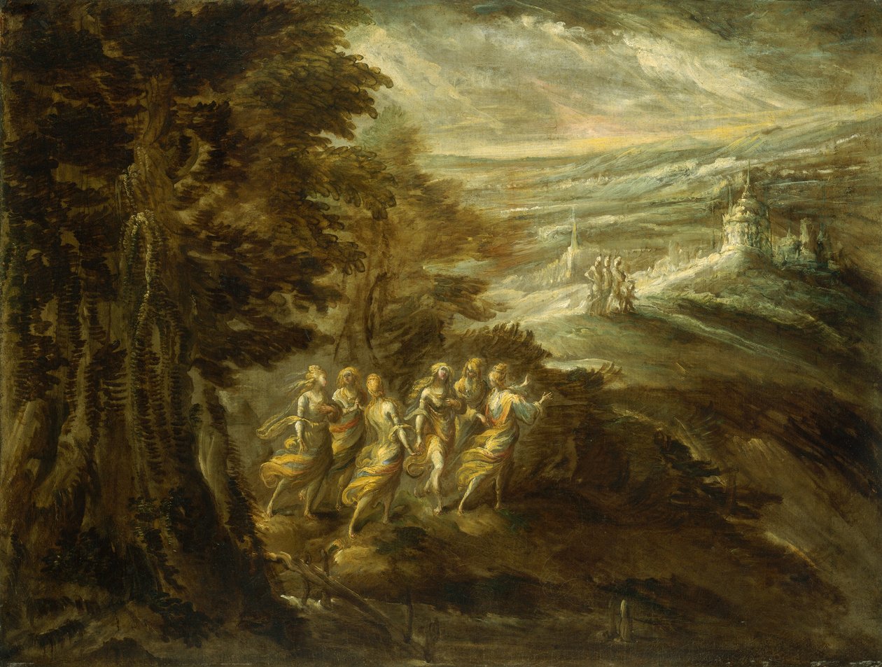 Fantastische Landschaft mit Figuren von Emilian 16th Century