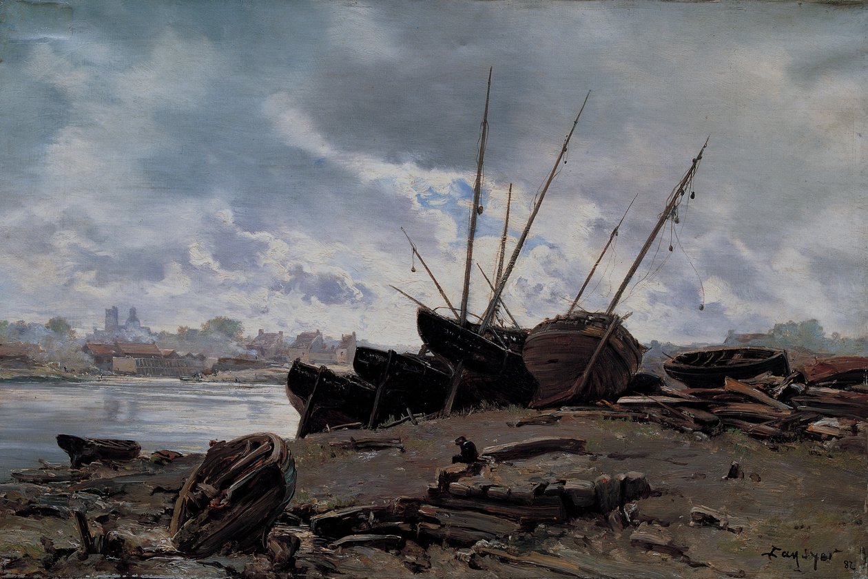 Boote gestrandet in Dieppe von Emmanuel Lansyer