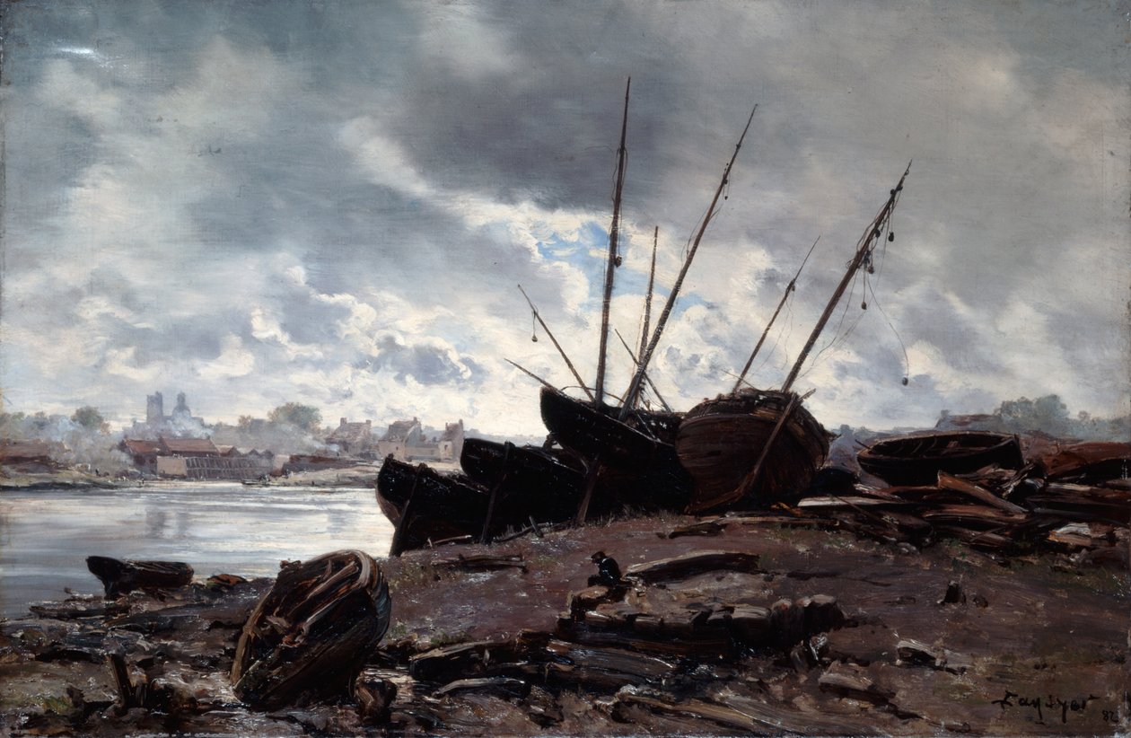 Boote warten auf die Flut, 1882 von Emmanuel Lansyer