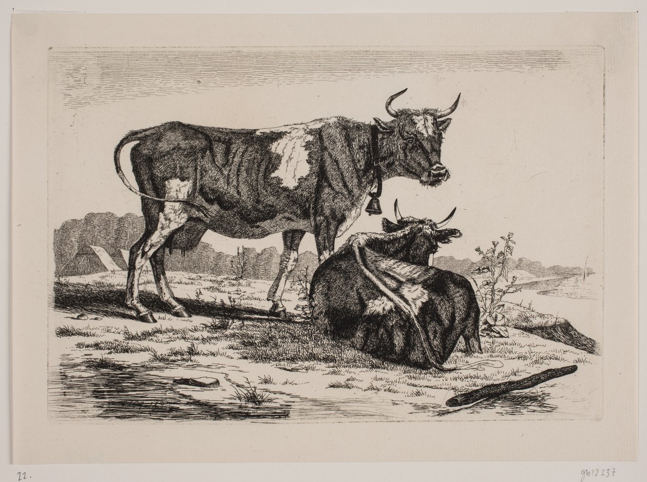 Zwei Kühe in einer Landschaft von Emmerik Høegh Guldberg