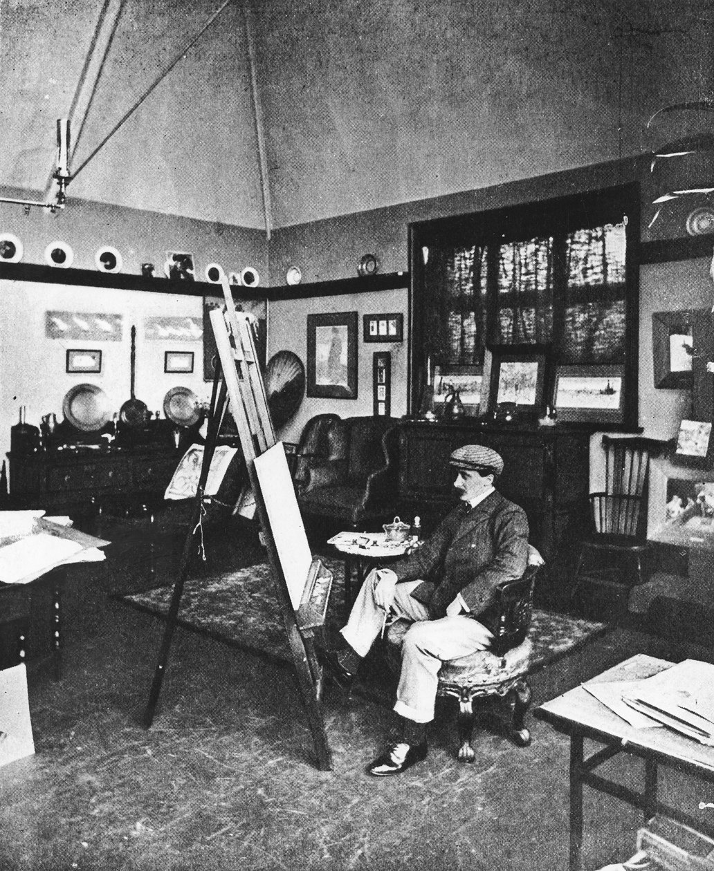 Cecil Aldin in seinem Atelier von English Photographer