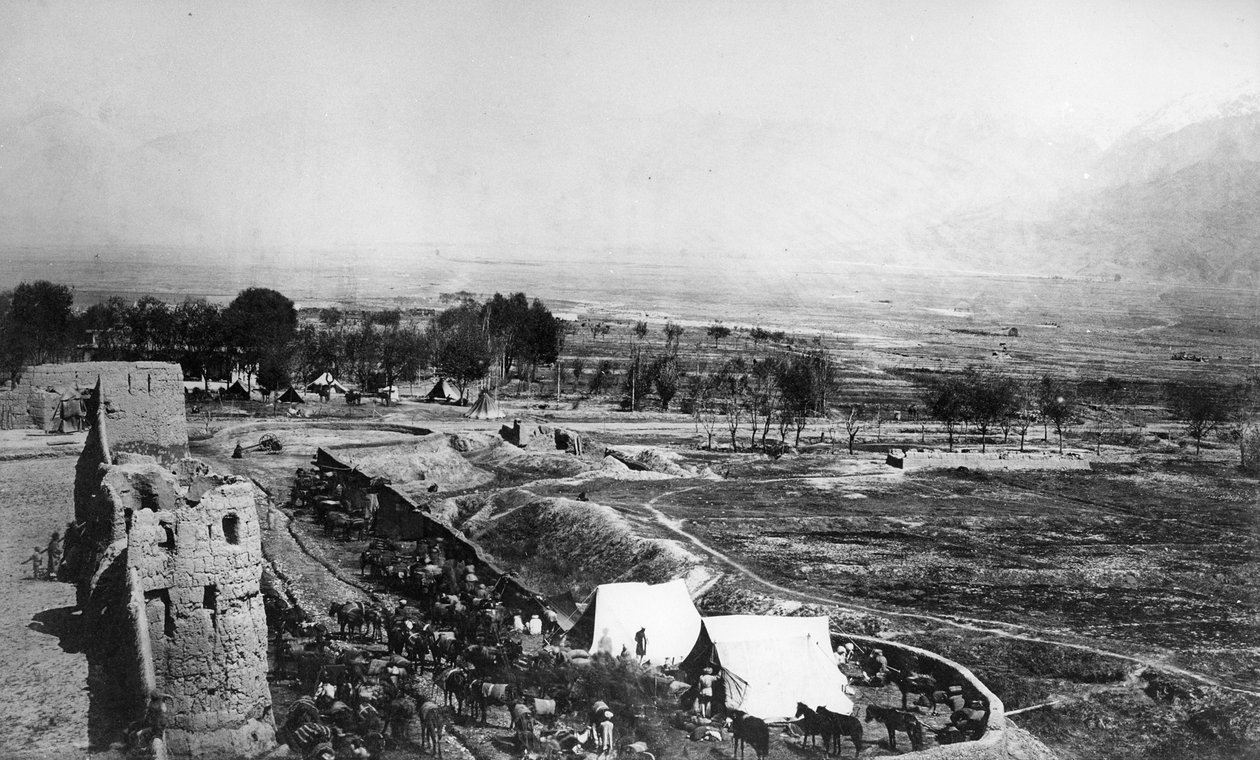 Szene eines Militärlagers während des Zweiten Anglo-Afghanischen Krieges, 1878-80 von English Photographer