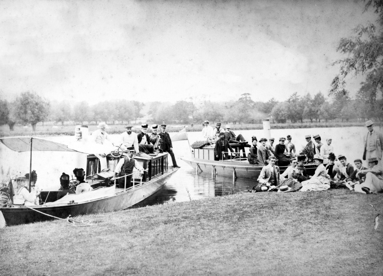 Viktorianischer Flussdampfer-Ausflug, um 1890 von English Photographer