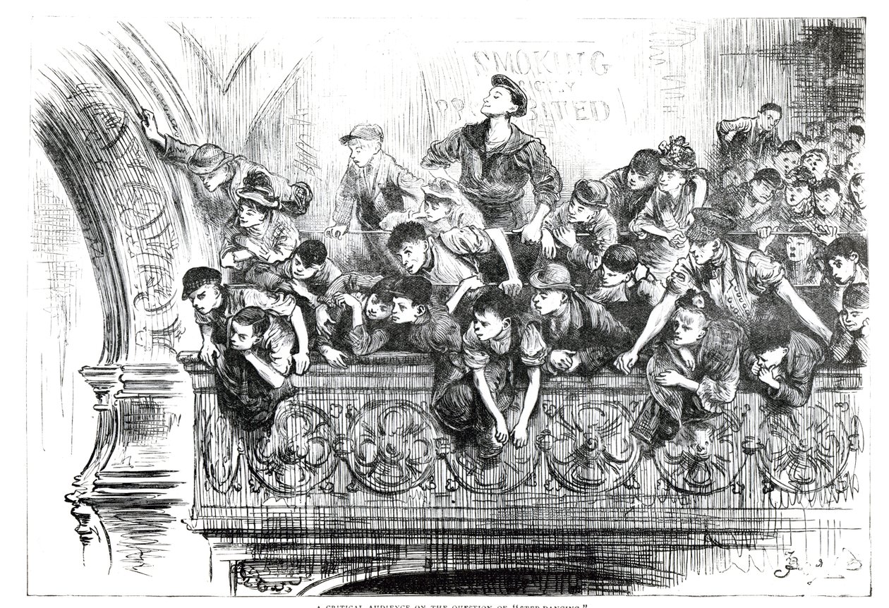 Ein kritisches Publikum zur Frage des Stepptanzes, ca. 1870er von English School