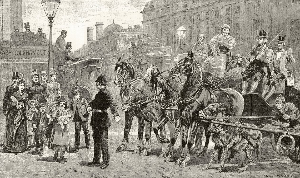 Ein überfüllter Übergang auf einer Londoner Straße, aus 