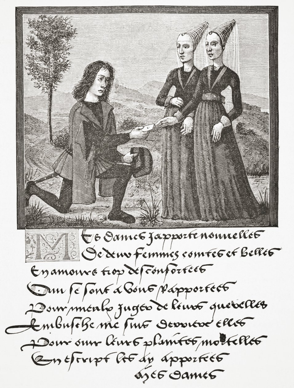 Alain Chartier (knieend), 1878 von English School