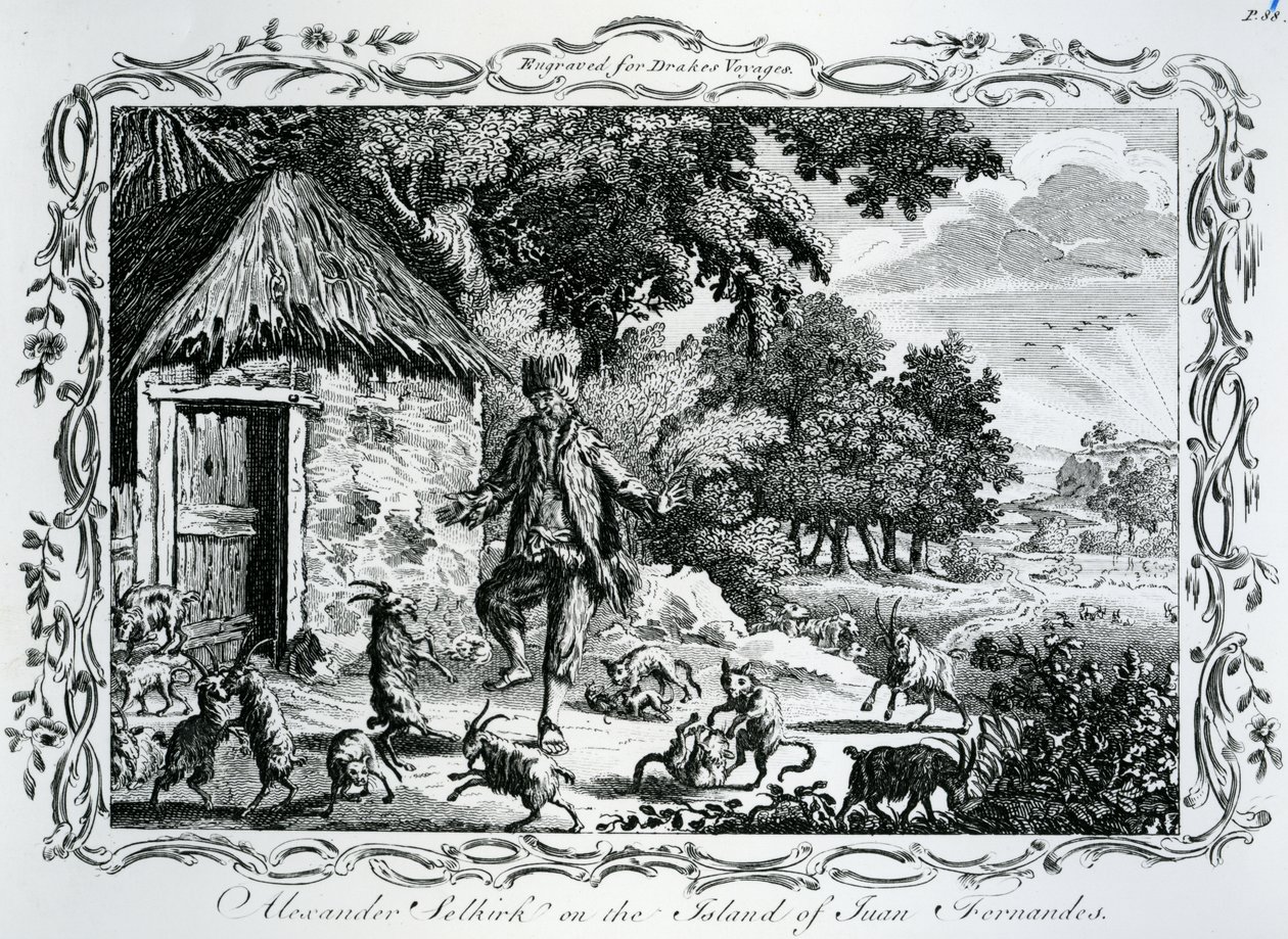 Alexander Selkirk auf der Insel Juan Fernandes, veröffentlicht in 