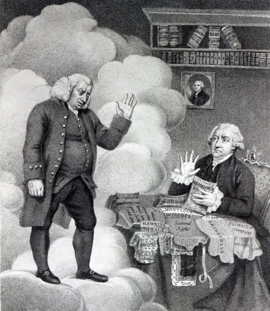 Boswell und der Geist von Samuel Johnson, veröffentlicht 1803 von English School