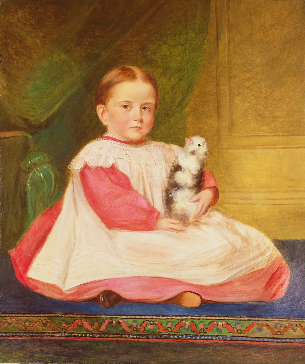 Kind mit Meerschweinchen, um 1870 von English School