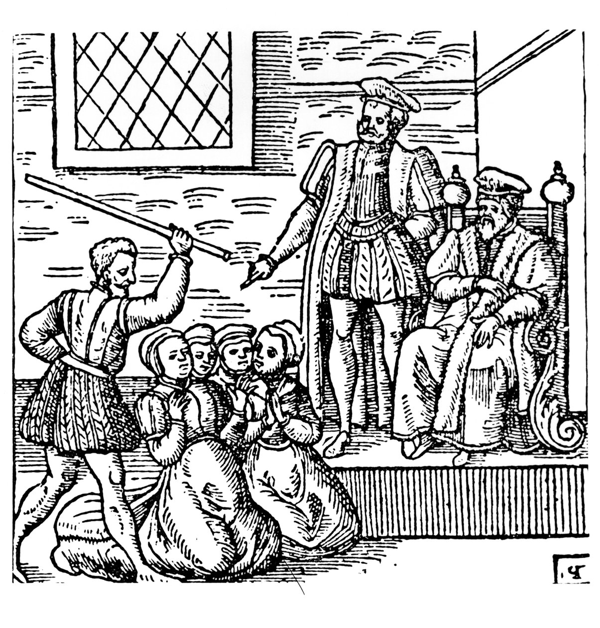 Jakob I. (1566-1625) von England und VI. von Schottland untersucht die Hexen von North Berwick, aus 