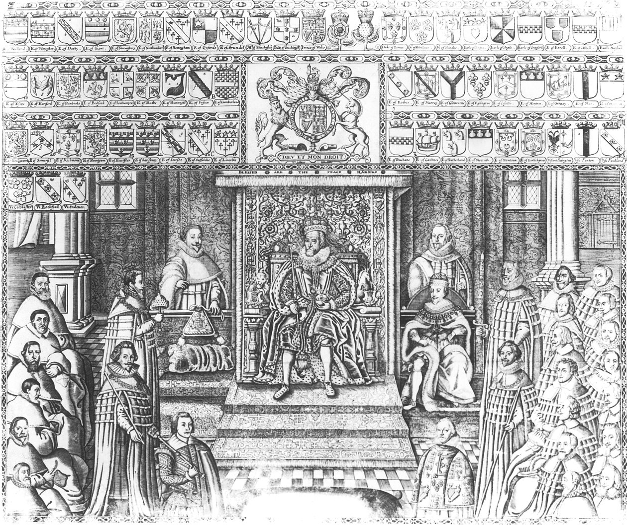 Jakob I. von England (1566-1625) am Hof von English School