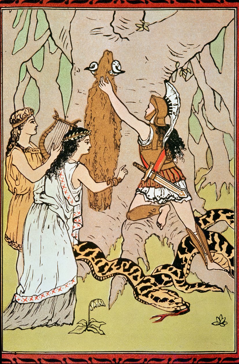 Jason ergreift das Goldene Vlies, viktorianische Buchillustration von English School