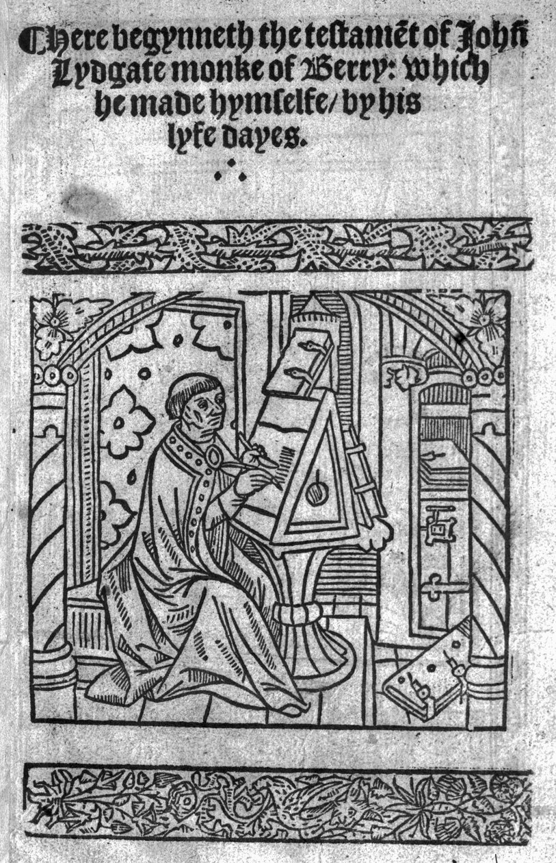 John Lydgate an seinem Schreibtisch, ca. 1515 von English School