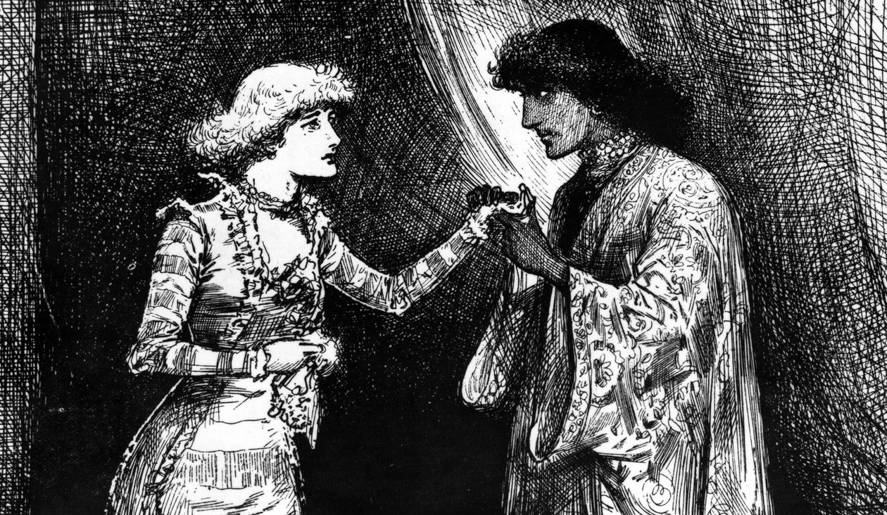 Miss Ellen Terry als Desdemona und Mr. Irving als Othello von English School