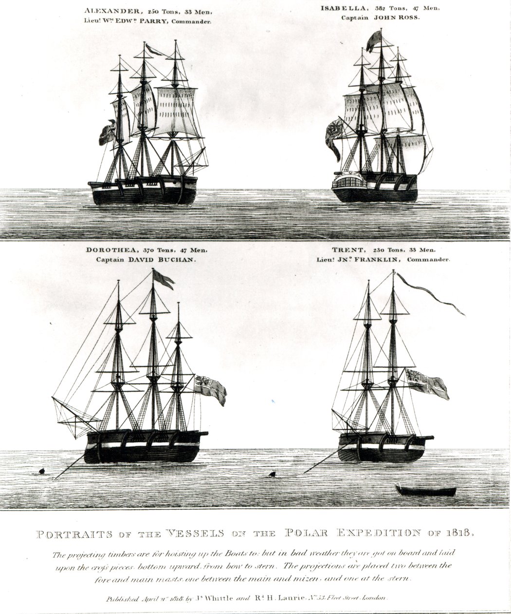 Porträts der Schiffe der Polarexpedition, 1818 von English School