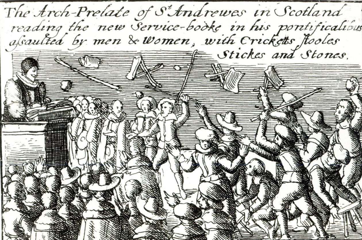 Protestierende in Edinburgh, 1637 von English School