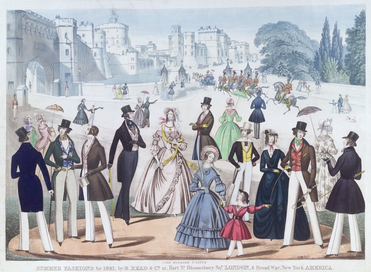 Sommermode für 1841: Vor Windsor Castle von English School