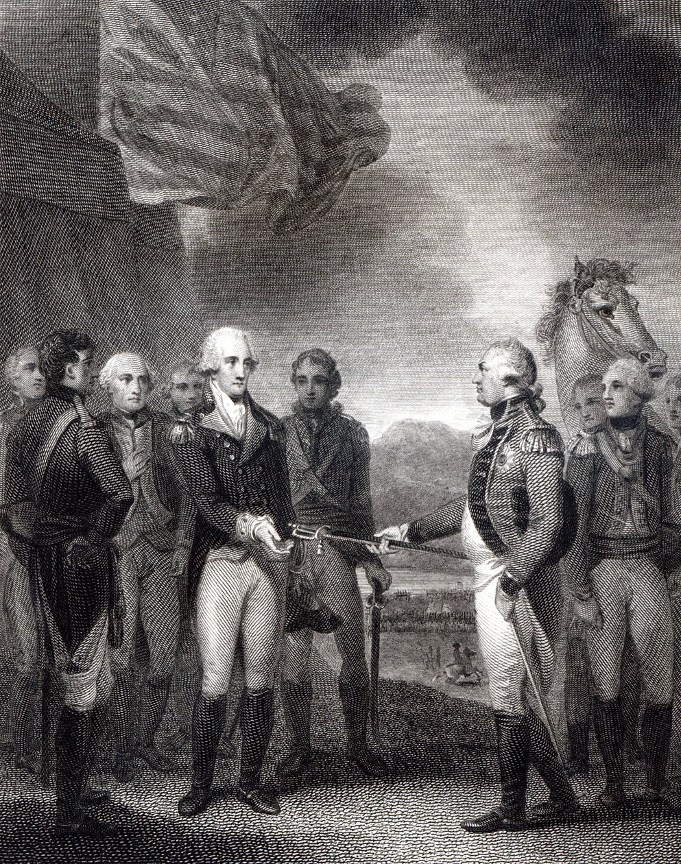 Kapitulation von Lord Cornwallis in Yorktown, 1781 von English School