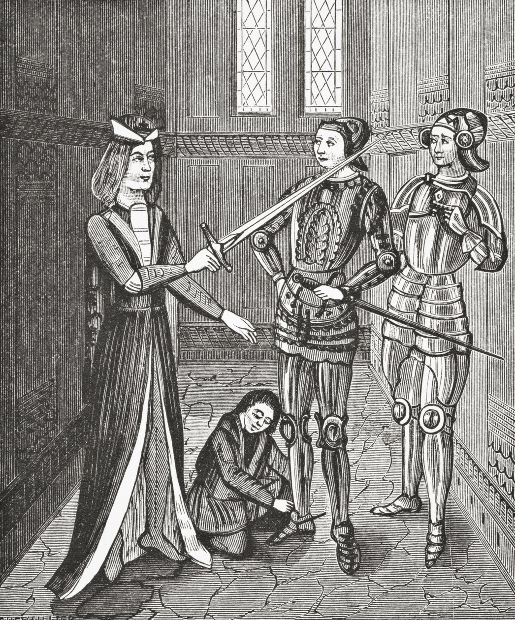 Die Bewaffnung eines Ritters, 1878 von English School