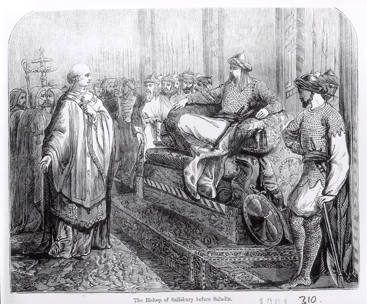 Der Bischof von Salisbury vor Saladin (ca. 1137-93) von English School