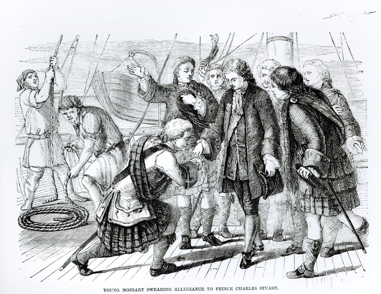 Junger Moidart schwört Prinz Charles Edward Stuart (1720-88) die Treue von English School
