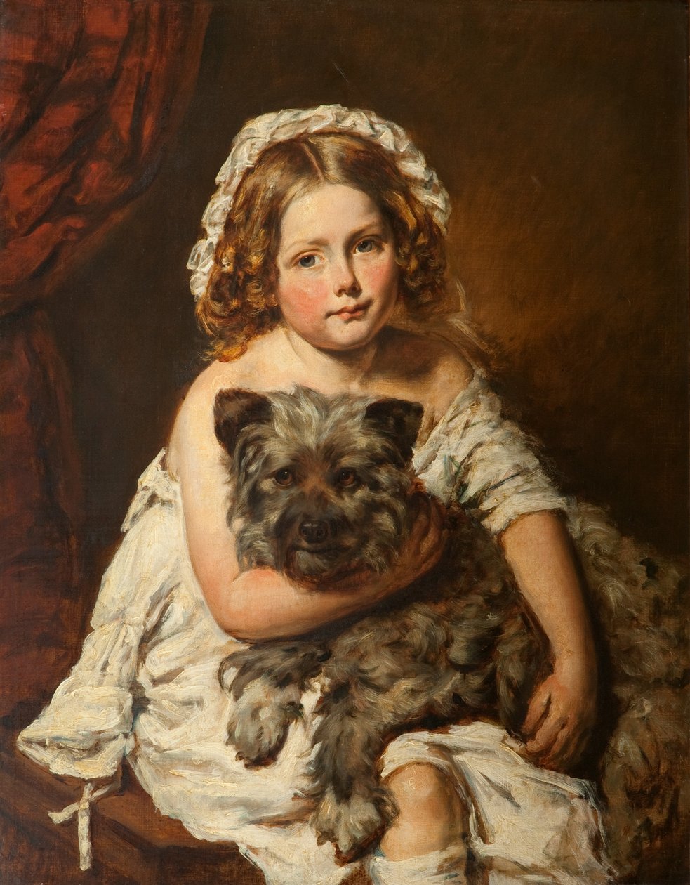 Junges Mädchen mit ihrem Hund von English School