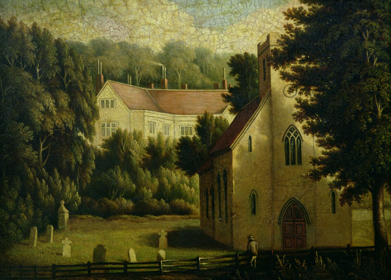 Chawton House und Kirche, 1809 von English School