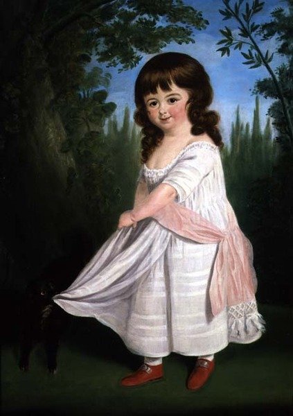 Kind spielt mit ihrem Hund, ca. 1800 von English School
