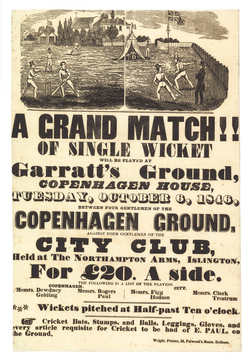 Cricketspiel, 6. Oktober 1846 von English School