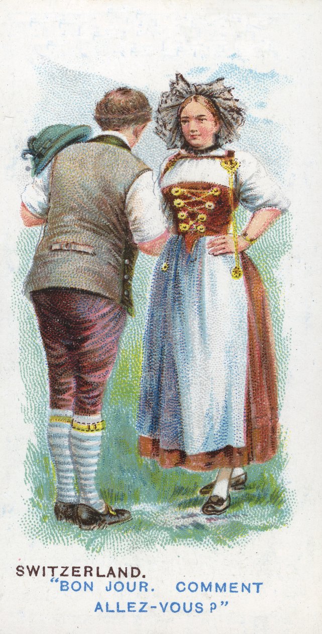 Übliche Begrüßung in der Schweiz, 1907 von English School