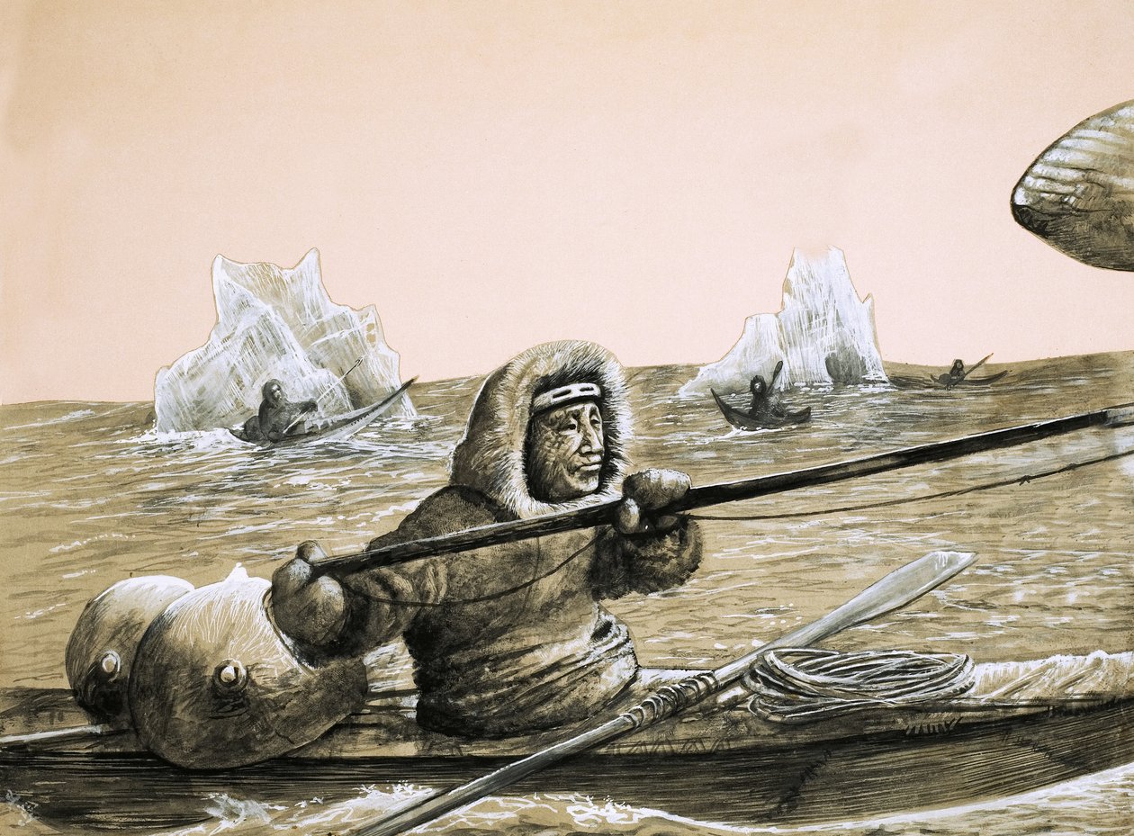 Eskimos auf dem eisigen Meer von English School