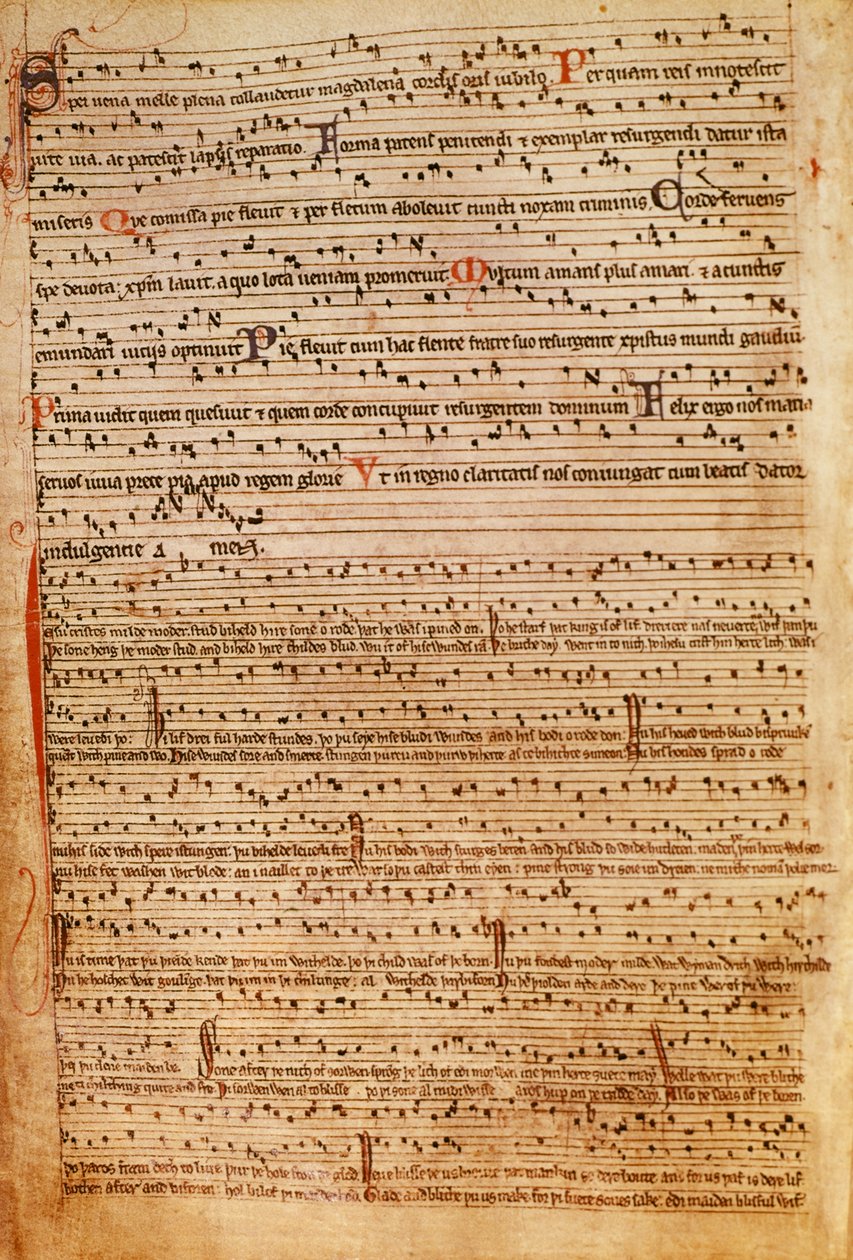 Mittelalterliche Musiknotation von English School