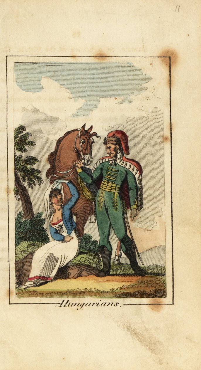 Ungarischer Husar mit Frau mit Schleier von English School