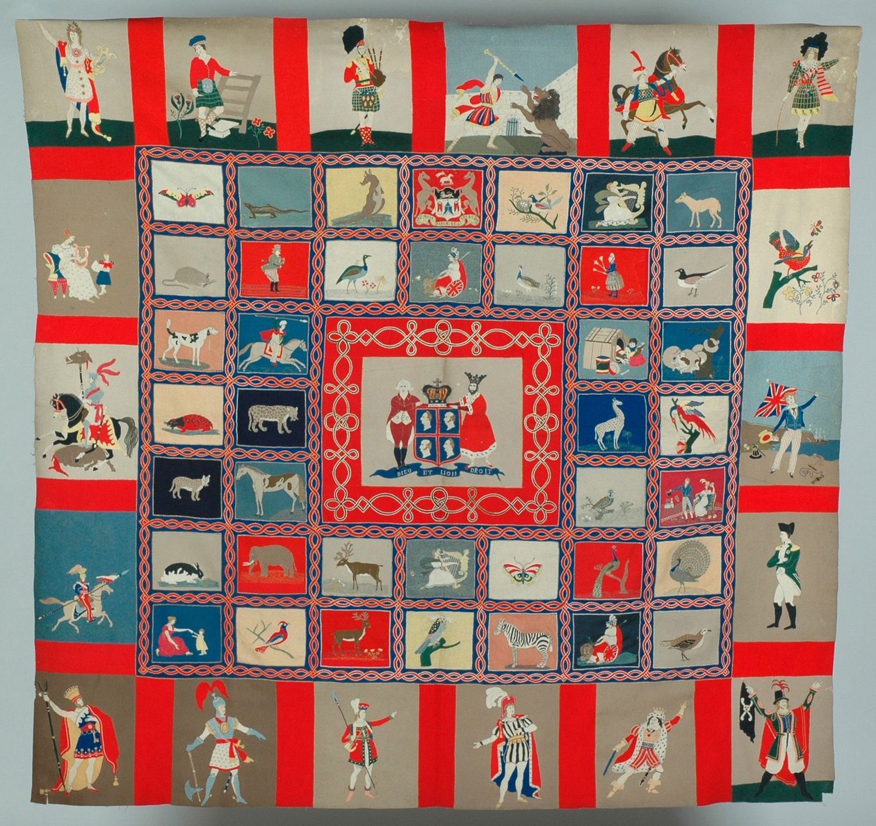 Intarsien-Patchwork-Wandbehang, ca. 1835 (Wolle & Seide) von English School
