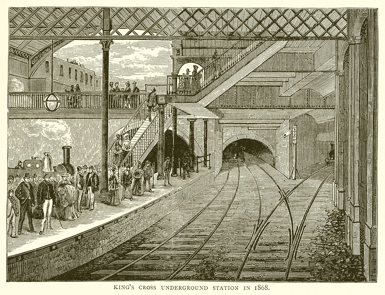 Kings Cross U-Bahn-Station im Jahr 1868 von English School