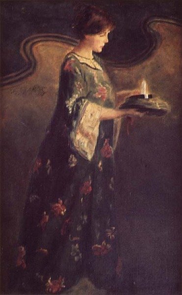 Dame mit einer Kerze, ca. 1890 von English School