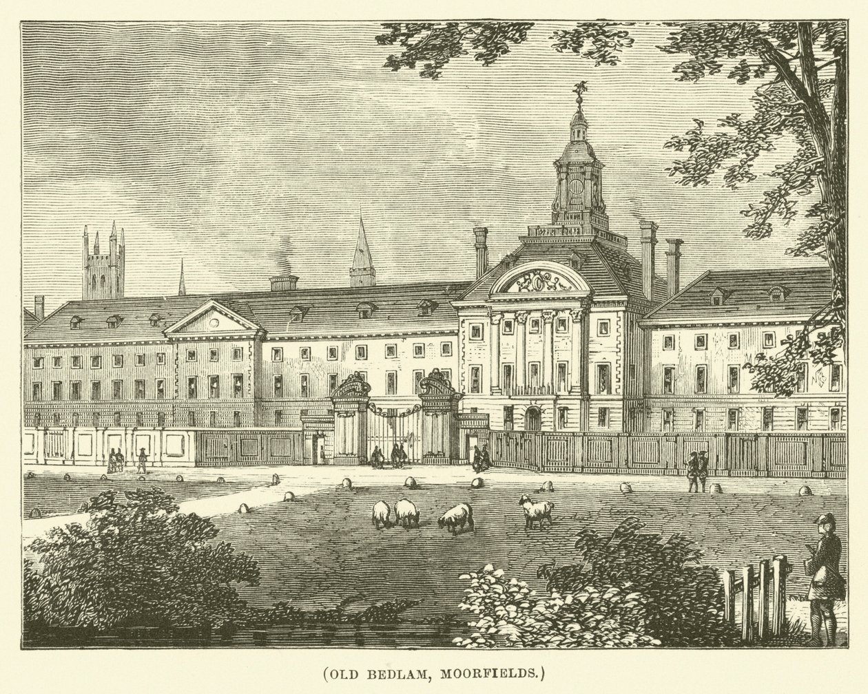 Old Bedlam, Moorfields (Gravur) von English School