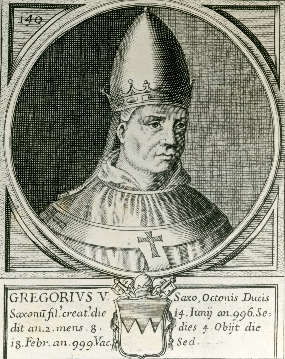 Papst Gregor V. (972-999) (Gravur) von English School