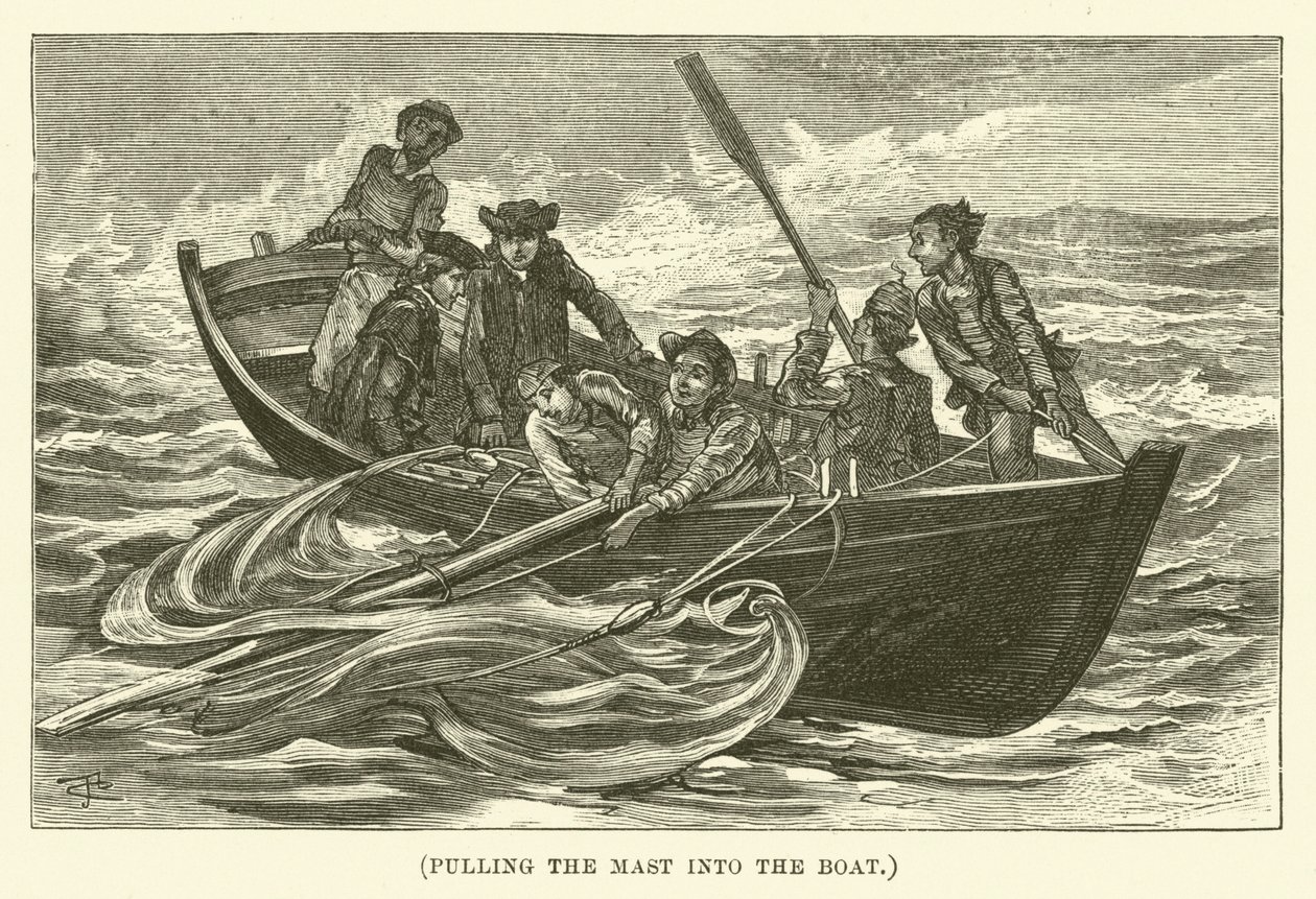 Den Mast ins Boot ziehen (Gravur) von English School